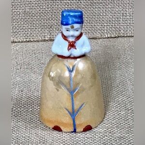 Vintage Iridescent Dutch Boy Bell Small 3.5 Inch Lusterware Cottage Core Kitsch